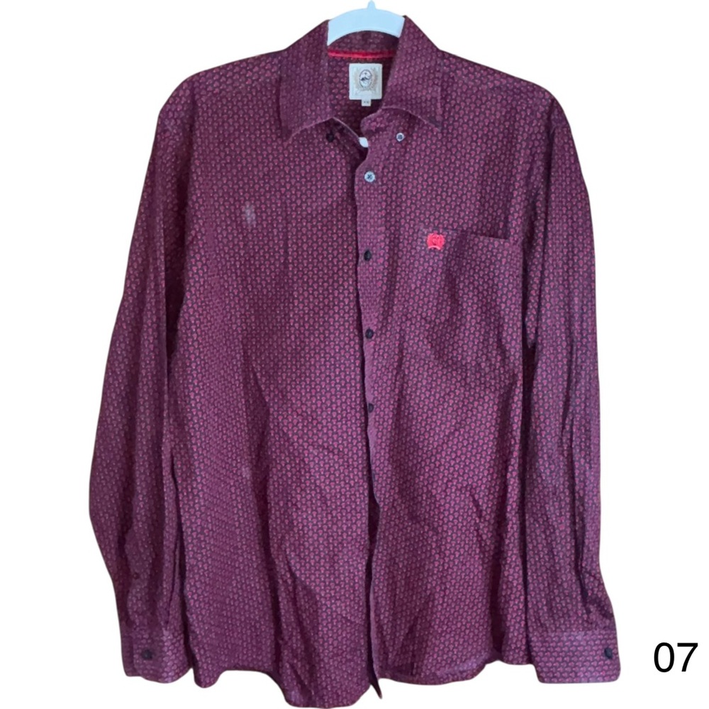 cinch mens xs long sleeve collar red black button western casual wear shirt